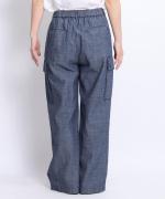 コットンリネン平織デニム　イージーワークパンツ